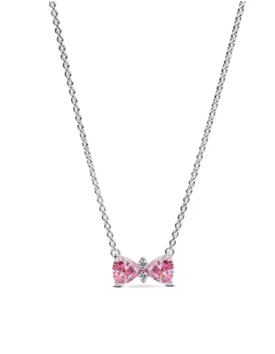 Collar Lazo rosa en plata 925