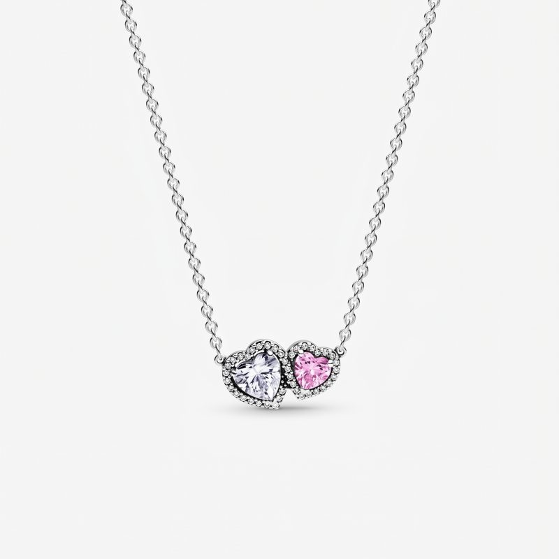 Collar doble Halo Rosa en Plata 925