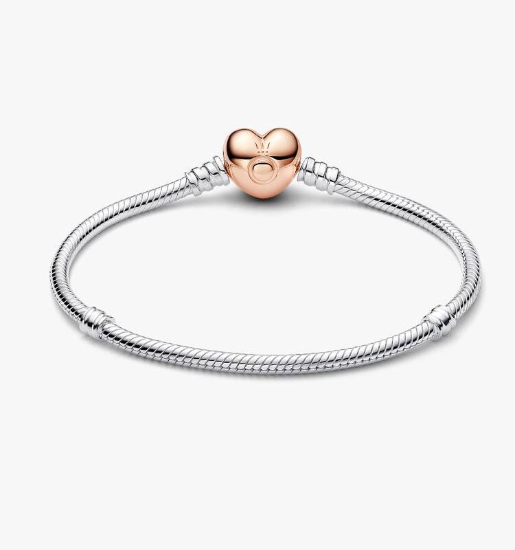 Pulsera corazón gold rose en plata 925