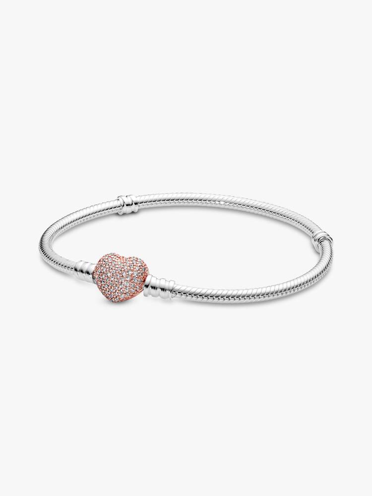 Pulsera corazón con circones gold rose en plata 925