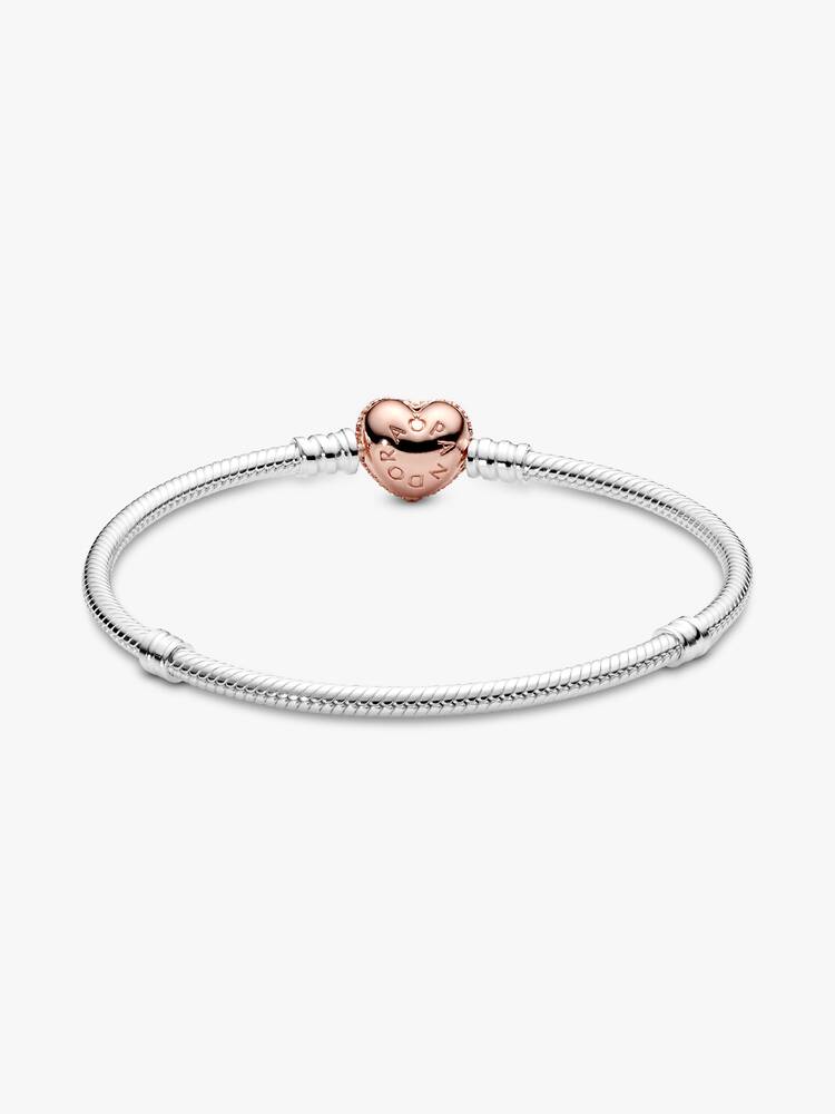 Pulsera corazón con circones gold rose en plata 925 - Imagen 2